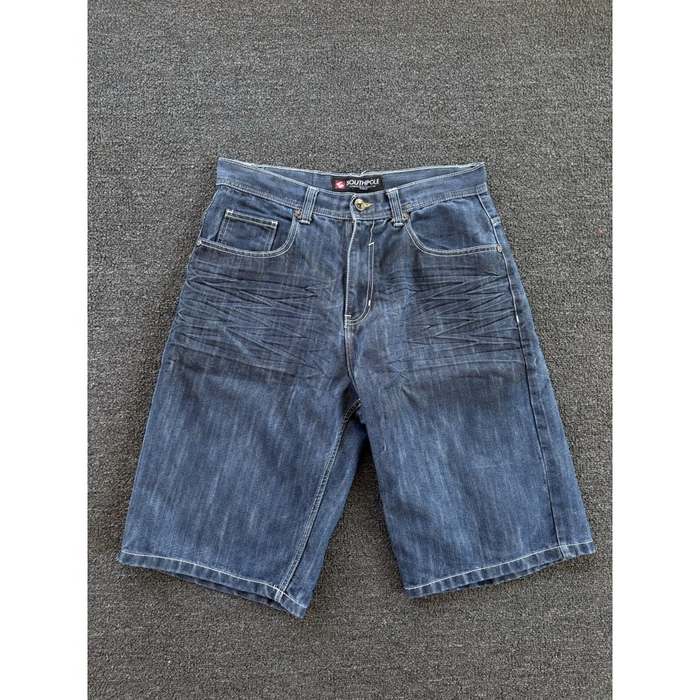 Southpole Mens Denim Shorts Size 34 Blue Y2K Baggy Jean Short